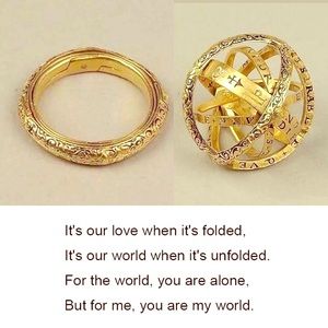 Golden astronomy universe / love pendant/ring